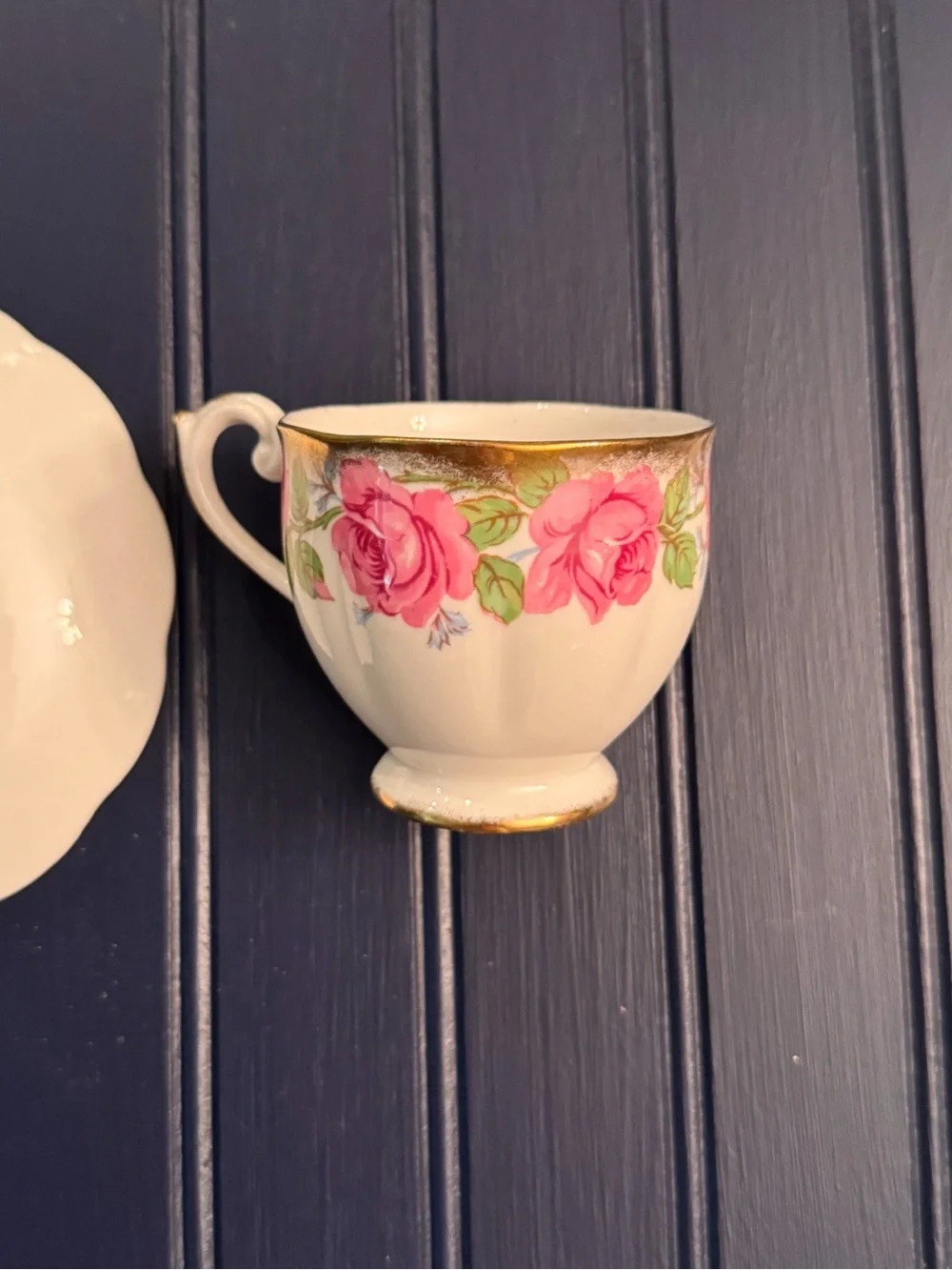 Vintage Queen Anne Fine Bone China Teacup & Saucer | Pink Rose Pattern